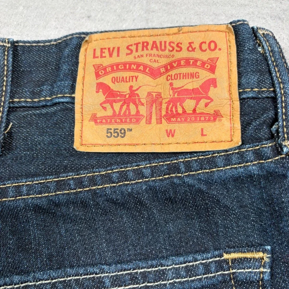 Levis 559‎ Relaxed Straight Jeans Mens 46x32 Dark Wash Indigo Denim